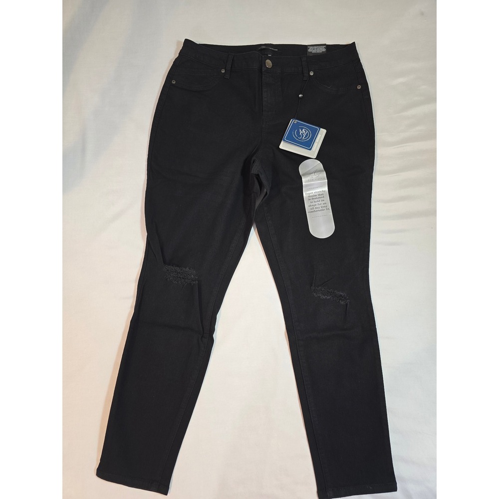 A3 Denim Classic Skinny Black Distressed Jeans Womens Size 16W‎ New
